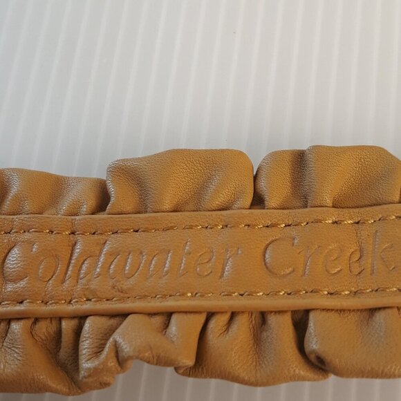 Coldwater Creek Leather Mustard Yellow Ruffle Belt XL Boho Festival Coquette - Picture 12 of 12